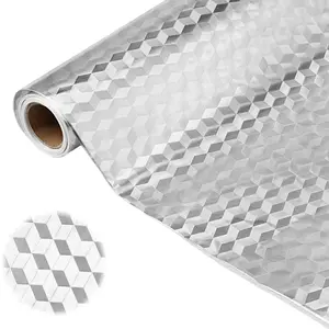 Oil Proof Heat Resistant Peel and Stick Wallpaper, Self-Adhesive Removable Aluminum Foil Sticker, Waterproof Contact Paper for Kitchen Countertops Cabinets, Easy DIY Renovation, Strong Adhesion & Easy Clean