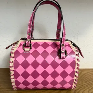 Mini checkered speedy in pink, purple and blues