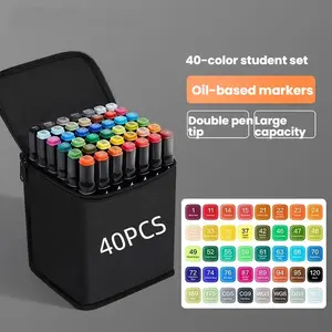 40 Color Dual Tip Markers, Multicolor Watercolor Pens, Art Supplies, Anime Highlighter, Office Stationery, Ideal for Artists & Students