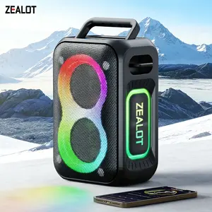 60W ZEALOT Bluetooth Speaker, Wireless Design, IPX6 Waterproof, RGB Lights, Long Playtime & Multi-Ports, Handheld/Strap for Beach & Gym.
