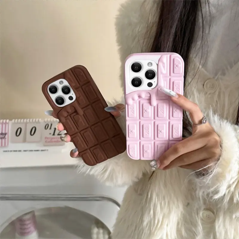 Women's Cute Kawaii 3D Chocolate Soft Silicone Case - Senior Shockproof, Aesthetic Cover Compatible with iPhone 14/iPhone 13 (Maternity Card Gift Accessory)