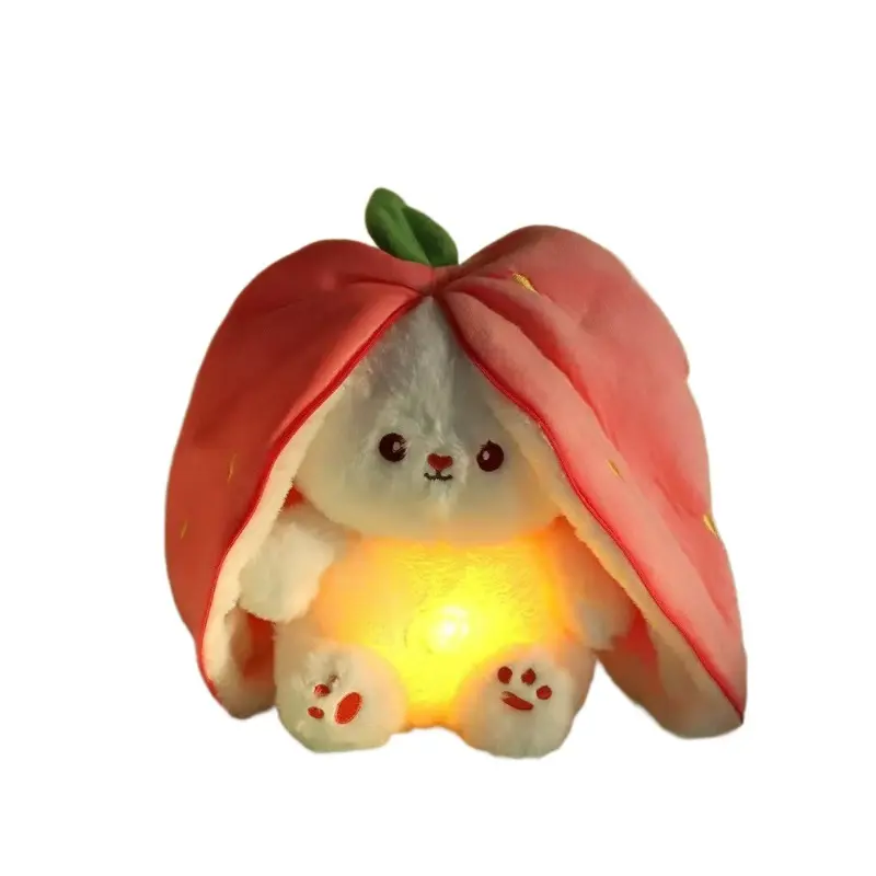 Electronic Interactive Soft Adorable Squishy Bunny Plush Toy - Luminous Motion Sensor, Strawberry/Carrot Design, Sleeping Rabbit with Breath Sound, Funny Stuffed Animal, Top Birthday Gift for Kids, Electronic Interactive Stuffed, Soft Adorable Stuffed