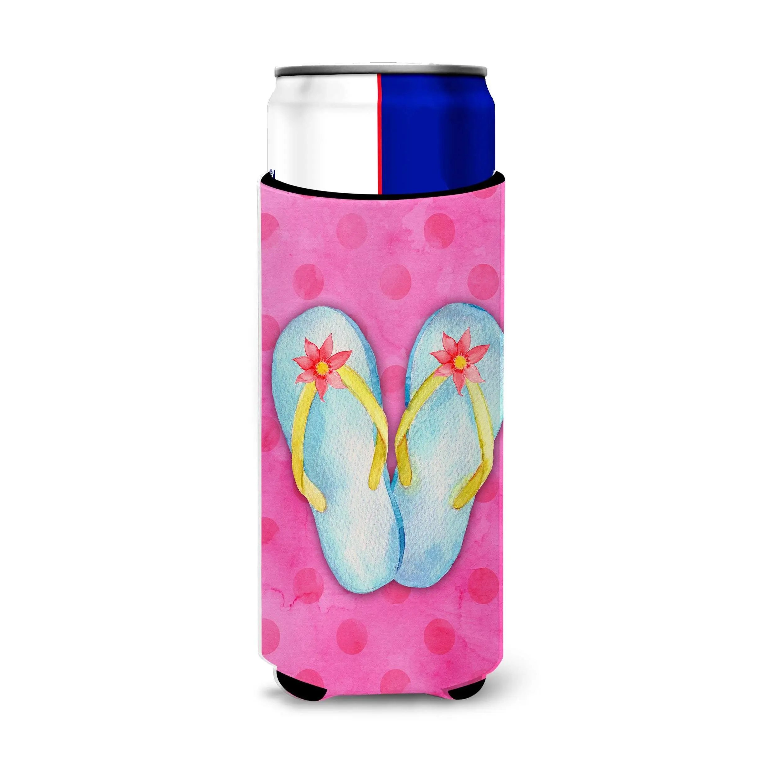 12oz Koozie - Pink Polkadot Artist Artwork Ultra Hugger with Cooling Hug, Fits Slim Cans, Unique Look, Model BB8184MUK