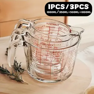 3 Pack Glass Measuring Cups with Handle for Kitchen Baking Breakfast High Capacity Measuring Cups for Home Use
