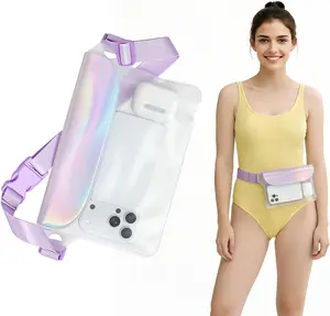 IP68 Waterproof Phone Pouch – 3‑Layer Seal Dry Bag with Crossbody Lanyard, Iridescent Case for Beach, Cruise, Travel (Fits Most Smartphones)