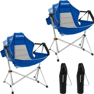 KingCamp Hammock Camping Chair 2-Pack – Swinging Portable Camp Chairs for Adults, 400lbs Heavy Duty Oversized Folding Rocking Chairs with Adjustable Recline, Aluminum Alloy Frame for Outdoor Patio Beach Sport