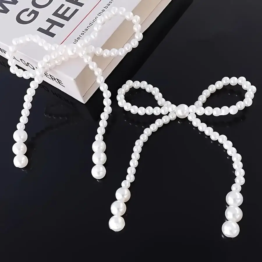 Faux Pearl Decorated Bowknot, 10pcs/set Woven Imitation Pearl Bow Bouquet, Pearl Accessories, Fresh Flowers, Packaging Materials
