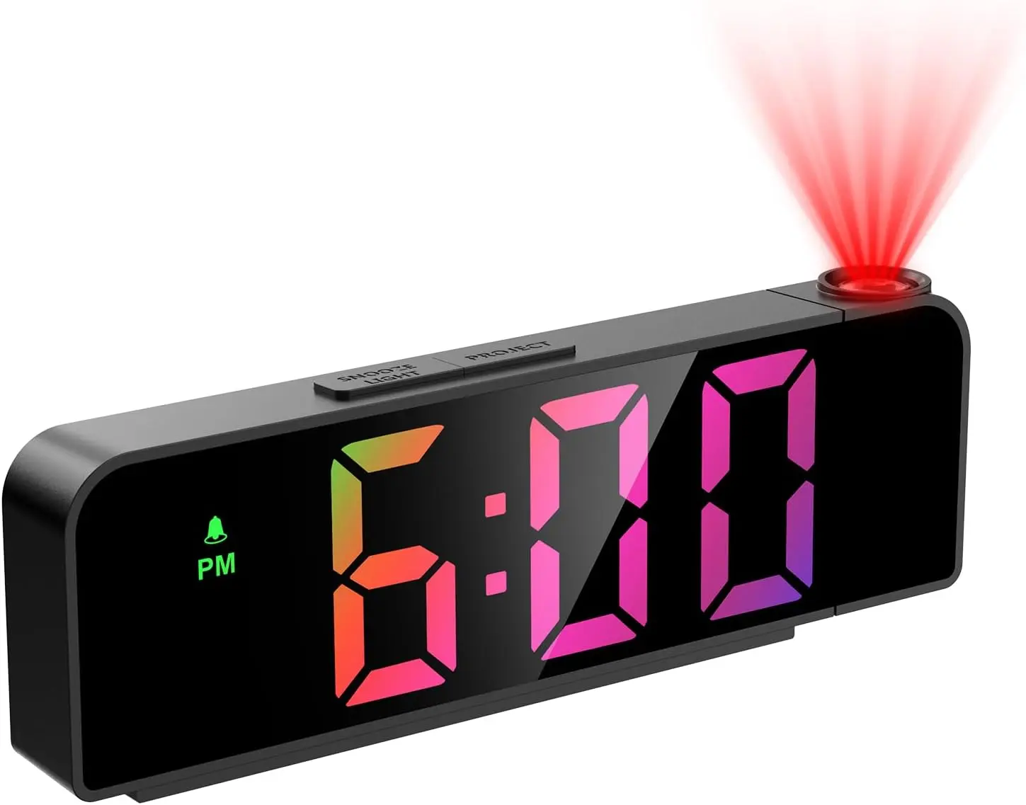 Projection Alarm Clock, Alarm Clocks with Projection Ceiling with 7.9" Large Display, LED Digital Clock with 4 Level Brightness, Snooze, Temperature, Clock for Bedroom Living Room, Colorful