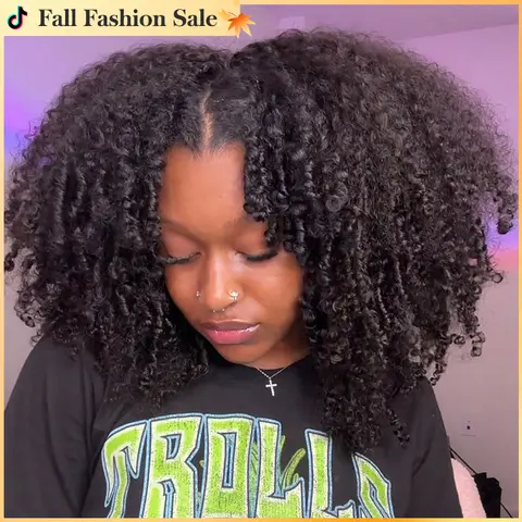 Vshow Afro Curly Hair V Part Wig No Leave Out Human Hair Glueless Wigs Ready To Go Protective Style Half Wig For Women Natural Looking Beginner Friendly #SohoChic