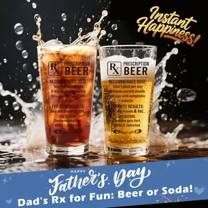 Father's Day Appreciation Birthday Gift for Dad Daddy Father Husband Brother Friends Boyfriend Uncle Cool Gag Retirement Gifts for Men Beer Lovers Coworker Retired-Prescription Beer Glasses16oz