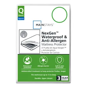 Mainstays NexGen Waterproof Anti-Allergen Zippered Mattress Protector, Queen