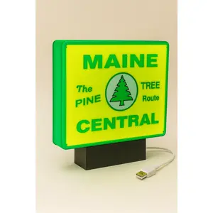 Lighted Maine Central Railroad Sign – Approx. 9" Wide-