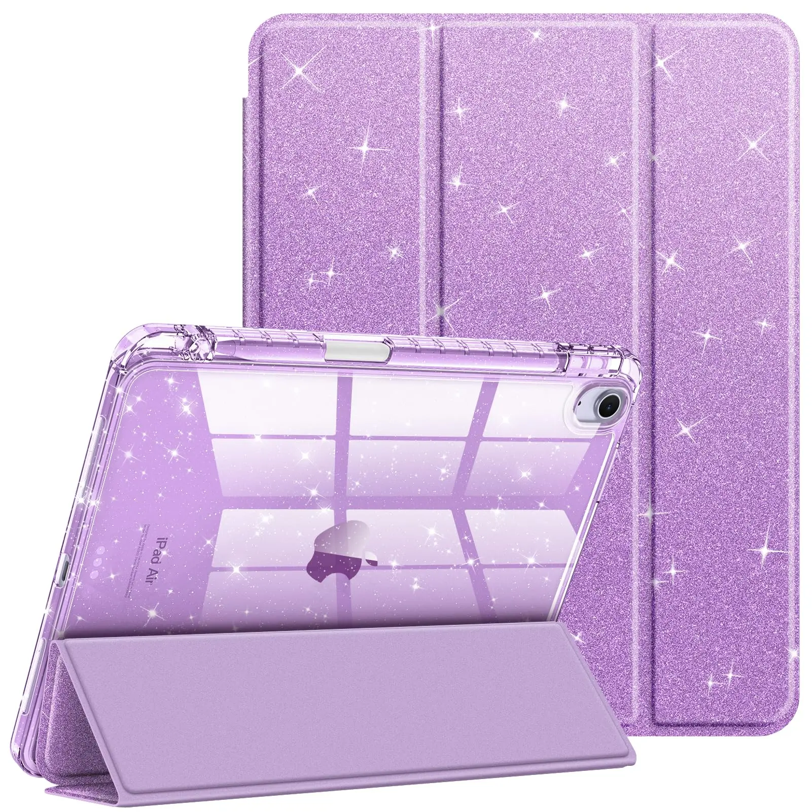Fintie Hybrid Slim Case for iPad Air 11" (M4/M3/M2 Chip)/iPad Air 5th/4th Gen (10.9"), Clear Back Cover & Built-in Pencil Holder, iPad Air Case for Girls