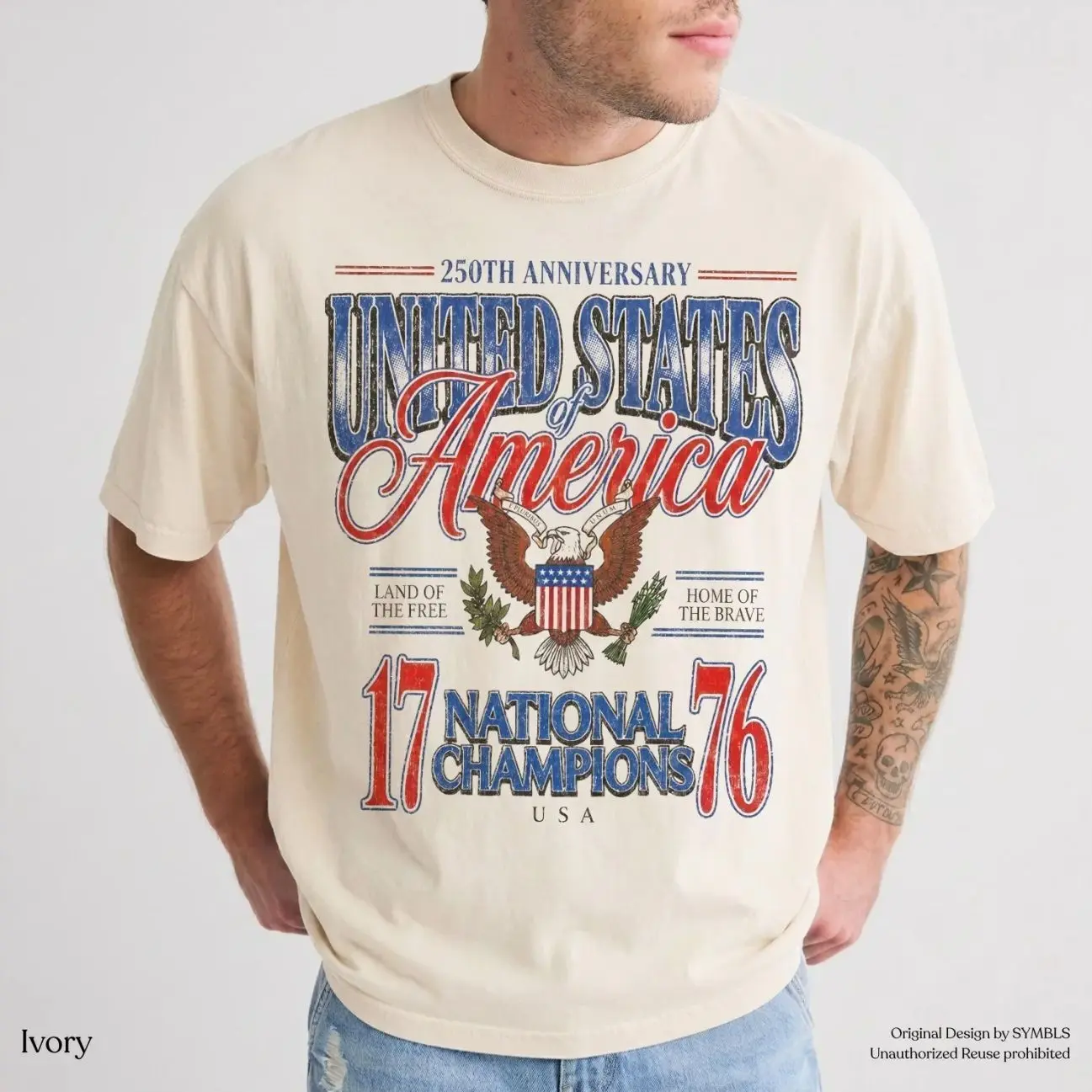 Comfort Colors July 4th 1776 National Champions Funny T-Shirt, America 250th Anniversary Tee, Distressed Americana, Trending 4th of July Day Tee, Casual Outfit, Comfortable Menswear & Womenswear Top, Perfect Gift For Men and Women, Ju12