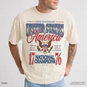 Comfort Colors July 4th 1776 National Champions Funny T-Shirt, America 250th Anniversary Tee, Distressed Americana, Trending 4th of July Day Tee, Casual Outfit, Comfortable Menswear & Womenswear Top, Perfect Gift For Men and Women, Ju12