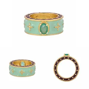 "Happily Ever After" Sterling Silver Emerald Enameled Ring