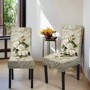 2/4/6/7 pieces of chair cover, Dining chair slipcover and tablecloth sets, thickened chair cover and tablecloth sets (1 tablecloth + 4 chair covers or 1 tablecloth + 6 chair covers), easy to care for, reusable, for home decoration