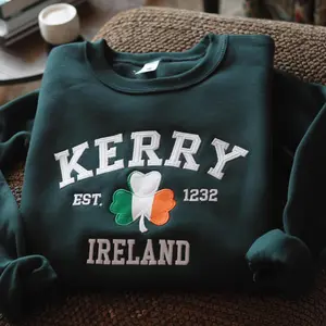 Kerry Ireland Embroidered Sweatshirt, MomDad St. Patrick’s day gifts, Full Color Range, Find Your Perfect Shade, Fun Graphics