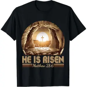 Celebrate Easter with Christian He Is Risen Jesus Empty Tomb T-Shirt for Men Women and Kids