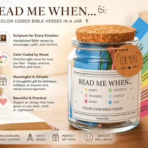 Upgraded Bible Verse Jar, Inspirational Prayer Cards, Religious Graduation Gift, Christian Gifts for Women & Men, Motivational Quotes, Faith, Encouragement, Thoughtful Gift