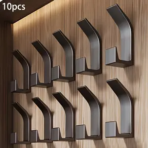 10-Pack Heavy-Duty Self-Adhesive Hook Set, Art Deco Style, No Drilling Required Installation, Home Organiser Hooks