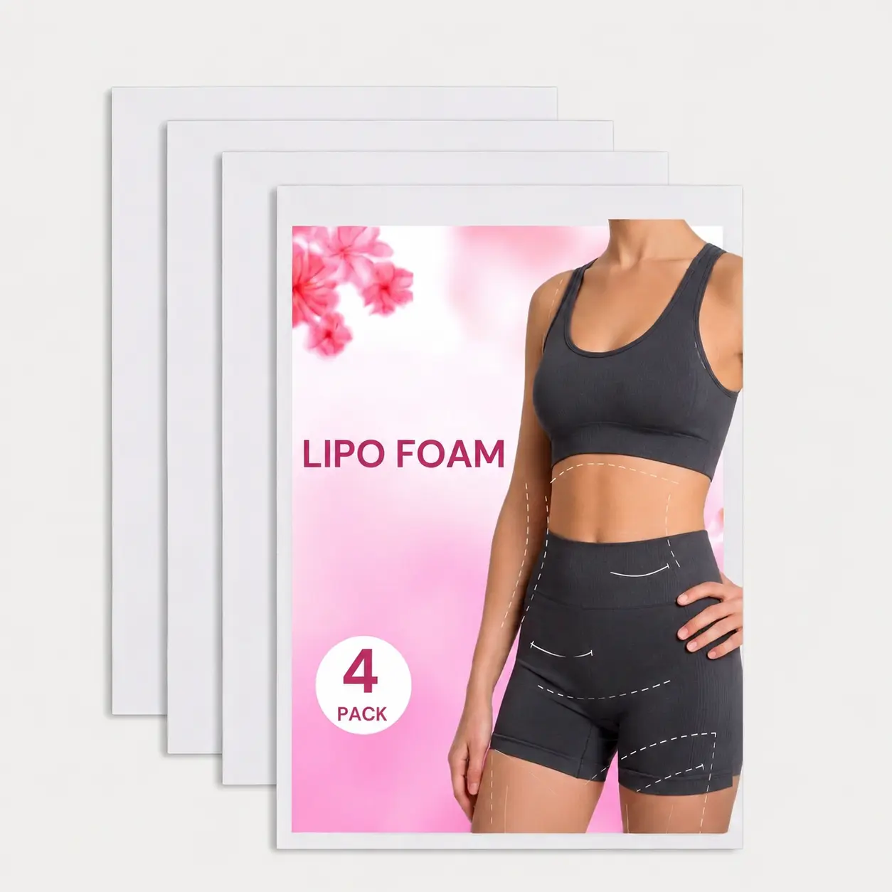 4 Pack Lipo Foam Compression Pads for Waist & Abdomen Support, High Density Foam Boards