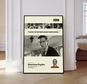 American Psycho Poster, American Psycho Movie Poster, Mid century Art, Retro Modern Poster, Black And White Poster, Vintage Movie Poster