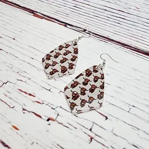 Highland cow acrylic dangle earring