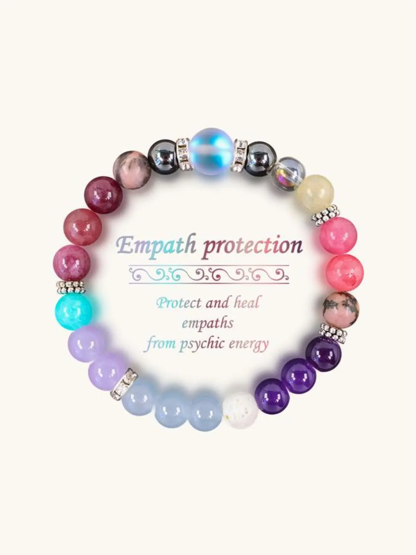 Empath Protection Bracelet, Energy Healing Bracelet, Stackable Crystal Bracelet, Elastic Cord Bracelet, Beaded Bracelet, Adjustable Bracelet, Stack Bracelets, Daily Spiritual Jewelry, Unisex Gift