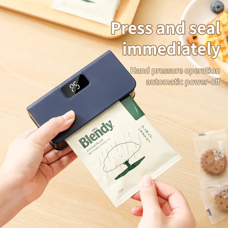 Portable sealing machine, suitable for sealing of snacks, coffee and pet food packaging, bag cutter, rechargeable, compact food storage sealing device.The perfect gift choice for Valentine's Day, Father's Day, and Mother's Day.