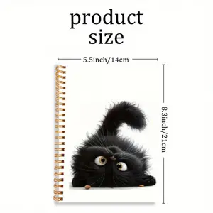 1 spiral notebook, cute cat pattern, suitable for work, study, and gifts, office and school supplies spiral notebook 13.97*21.08cm, with 50 sheets of paper