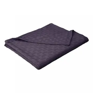 212 MAIN King Size Cotton Blanket - Machine Washable, Stylish, Basket Weave Design, Navy Blue, Self-Binding Edge, Bedding Linen for Night Warmth with Subtle Bed Look, Machine Washable Blanket, Stylish Blanket