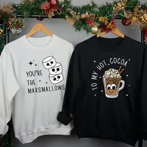 You’re The Marshmallows To My Hot Cocoa Sweatshirt, Couples Sweatshirt, Cute Husband and Wife Christmas Sweater, Christmas Pajamas