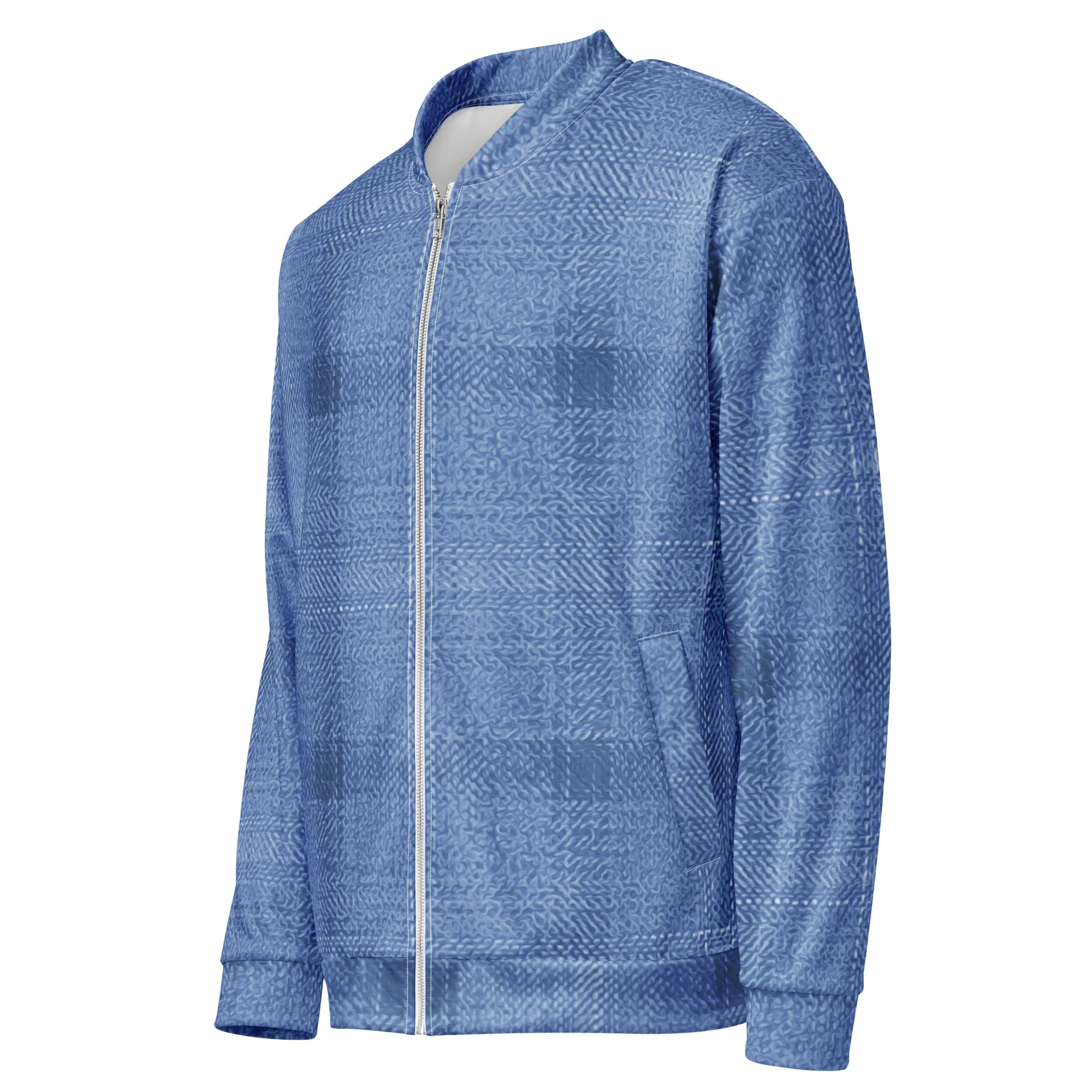 Zire Graphics Electric Indigo Bomber Jacket for Men - Classic Canvas Art Denim Look with Gradient Design & Side Pockets - Eco-Friendly & Lightweight