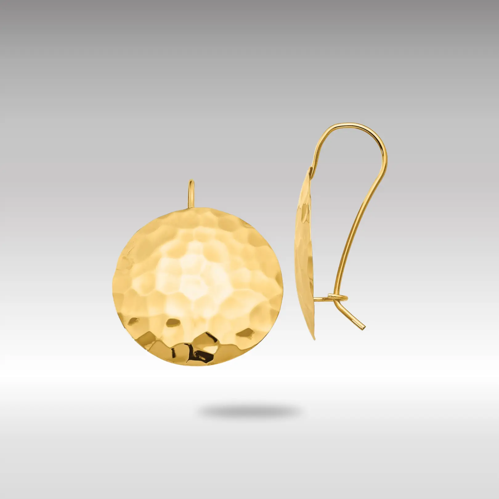 14K Gold Hammered Circle Earrings - Model TH653