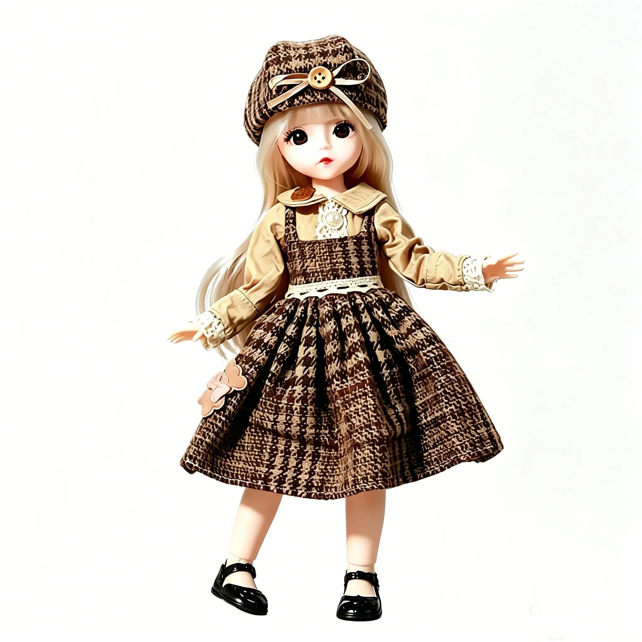 Premium Elegant 1/12 BJD Doll Full Set 11.81 Inch Princess Doll with Complete Dress Hat Shoes Outfit Collectible Gift for Girls
