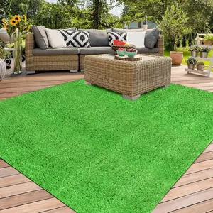 4FT X 4FT Outdoor Artificial Grass Rug, Green Synthetic Turf Floor Mat Grass Pad for Balcony Patio Yard Pets Dogs