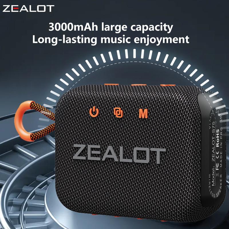 ZEALOTs S75 10W Wireless Speaker, Outdoor Portable Subwoofer Speaker, Dual Pairing 3000mAh Battery Speaker, Suitable for Home, Car, Outdoor, Camping, Audio