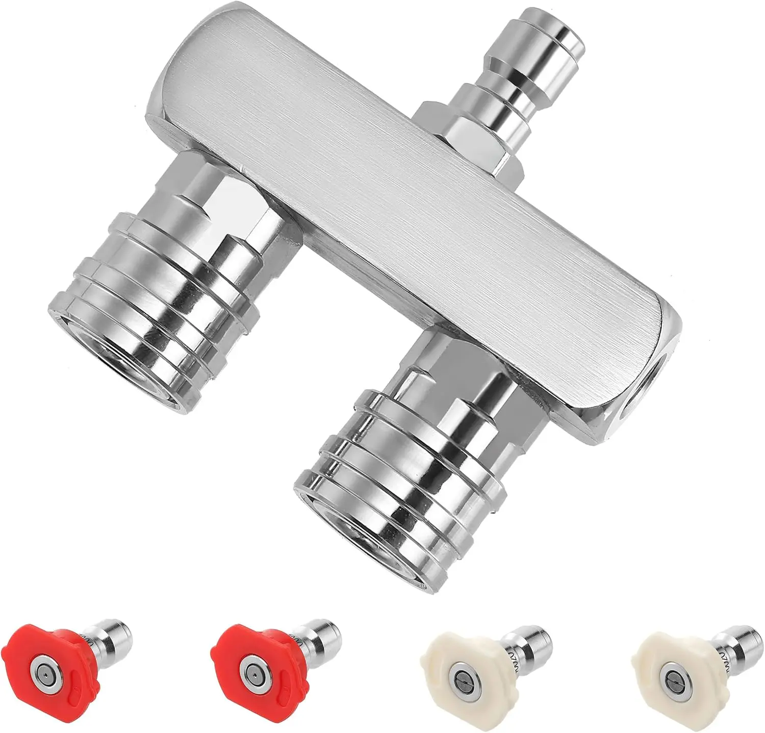 2-in-1 Adjustable Power Washer Nozzle Tip Set, 4PCS Spray Nozzles (0-Degree Red, 40-Degree White), 1/4 Inch Quick Connect, 5000 PSI Pressure Washer Wand Accessory for Car Washing, DealsForYouDays, Adjustable Nozzles, Pressure Washer Wands