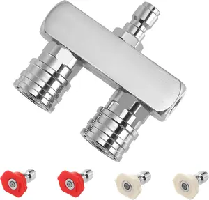 【fathersdaygift】2-in-1 Adjustable Power Washer Nozzle Tip, 4PCS Spray Nozzles (0-Degree Red, 40-Degree White), 1/4 Inch Quick Connect, 5000 PSI Pressure Washer Wand Accessory for Car Washing & Maintenance, Adjustable Nozzles