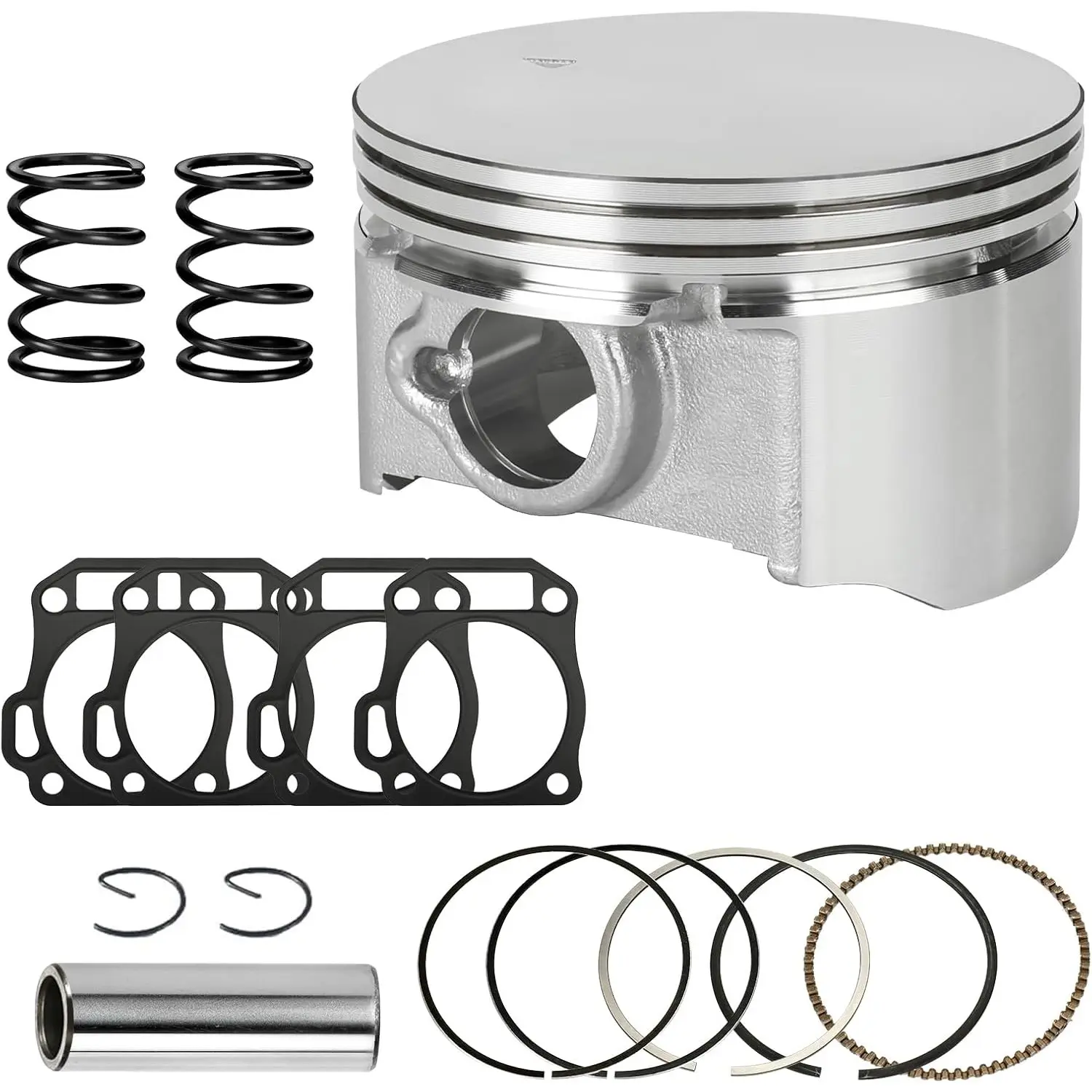 Racing 70mm Flat Top Piston & .550 Ring Kit – Fits Predator 212cc/224cc, GX160/GX200 & 6.5HP | For Mini Bikes/Go Karts (w/ Head Gasket & 18lb Valve Springs)