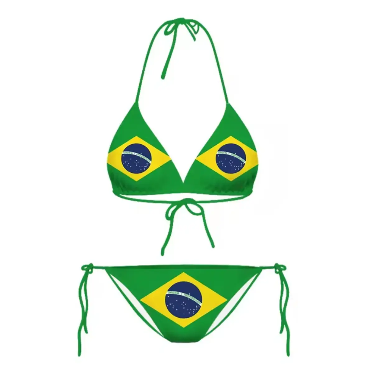 Women's Green Brazil 2-Piece Bikini Swimsuit Set, Sports & Outdoor Swimwear for Beach Surfing