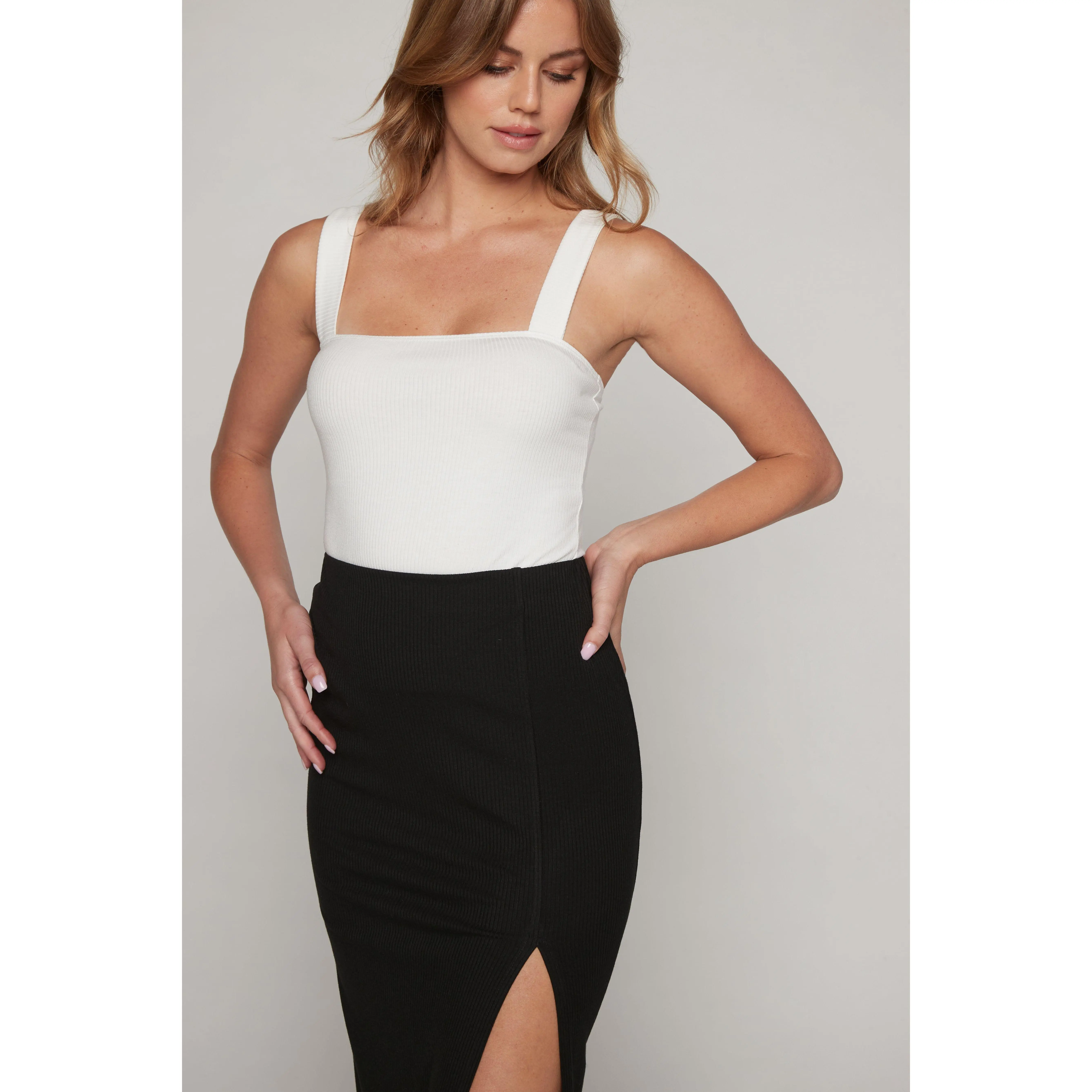 Aura Rib Tank Top - White