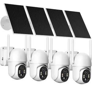 [4-Cam-Kit] 4G LTE Solar Security Cameras Outdoor Wireless - No WiFi Needed, 2.7K Color Night Vision, 360° Live View, PIR Motion Detection, 2-Way Talk, Built-in SIM Card(Data refill is required )