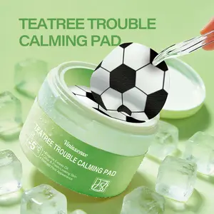 vinisense Teatree Trouble Calming Pad  100% Plant Extract Toner Pads for Acne & Redness | Soothing & Cooling Face Pads for Oil Control | Soccer Pattern Textured Cotton Pads for Clogged Pores & Refreshing Skin Care