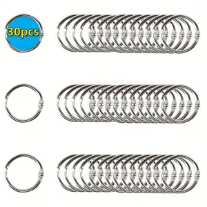 30-Piece Inch Loose Leaf Binder Rings, Metal Flashcard Rings for Index Cards, Durable Key Rings for Organizing and Crafting