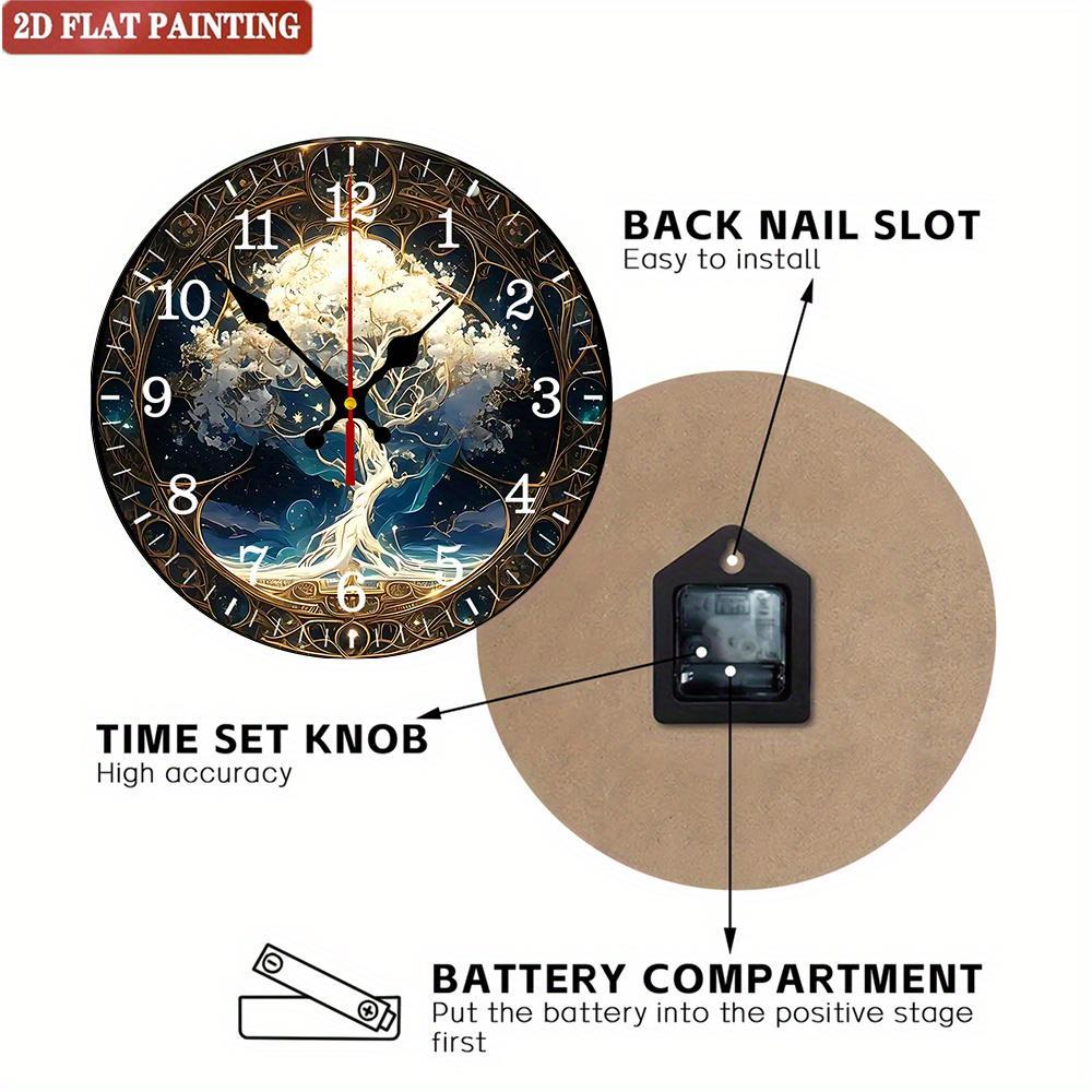 Fantasy Tree Wall Clock. Silent vintage art for home or office decor.