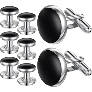8PCS Men's Cufflinks and Tuxedo Studs Set Includes Cuff Links and Shirt Studs, Formal Accessories Tuxedo Buttons for Suits Shirts Vests, Weddings, Banquets, and Business Events, Ideal Gift for Men