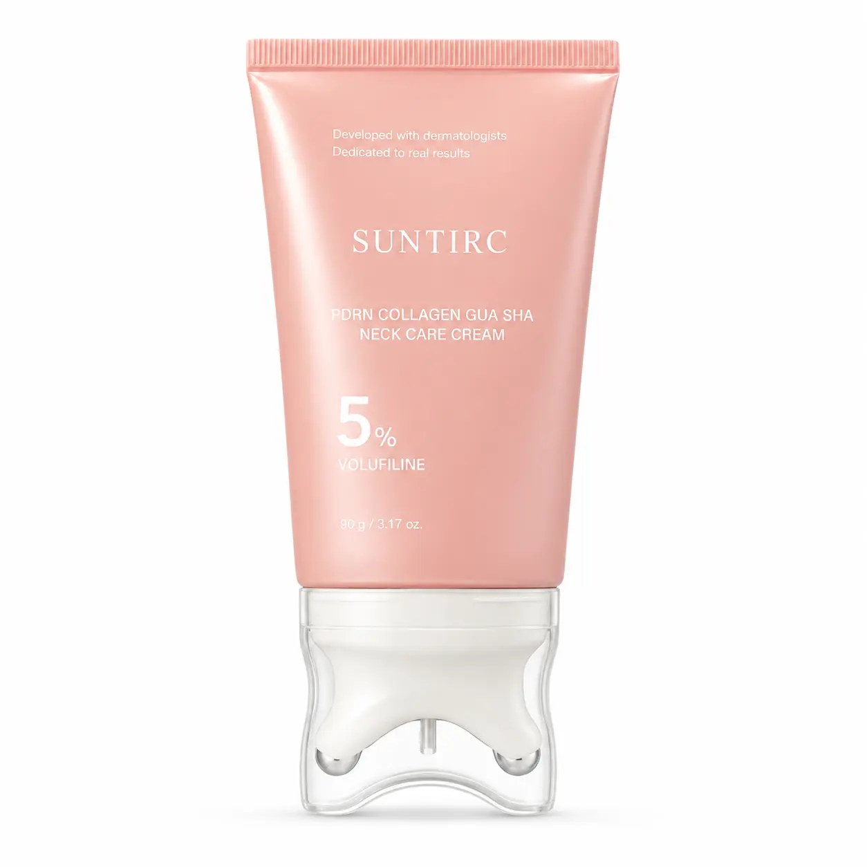PDRN Collagen Gua Sha Neck Care Cream with Built-In Gua Sha Massager, Volufiline 5% & PDRN Firming Contour Massage Cream for Neck, Jawline, Décolleté and Body, Korean Skincare