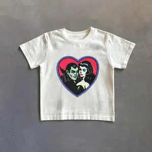 Retro Vampires Graphic Baby Tee, Vintage Dracula Tshirt, 90s Style Baby Tee, Halloween Shirt